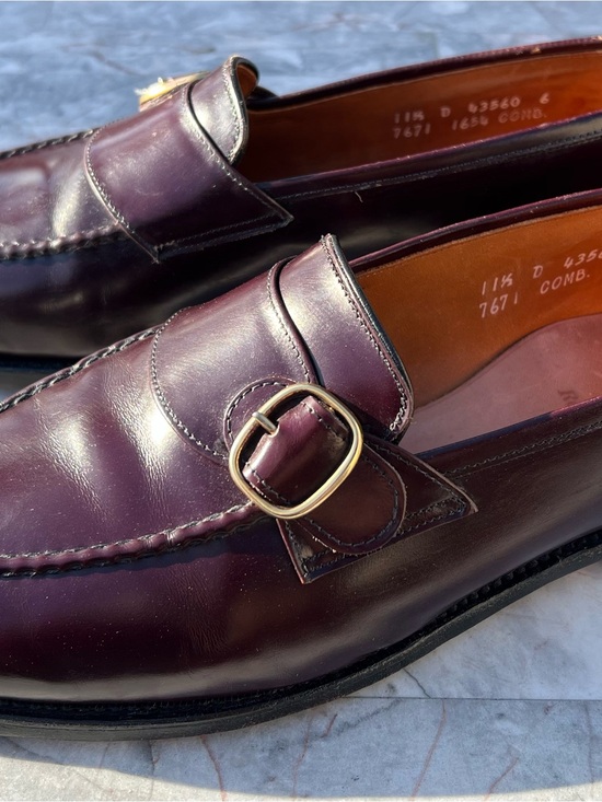 Allen Edmonds Rawlins; Single Monk Strap Gold Buckle Loafers Size 11.5D Burgundy main image 5